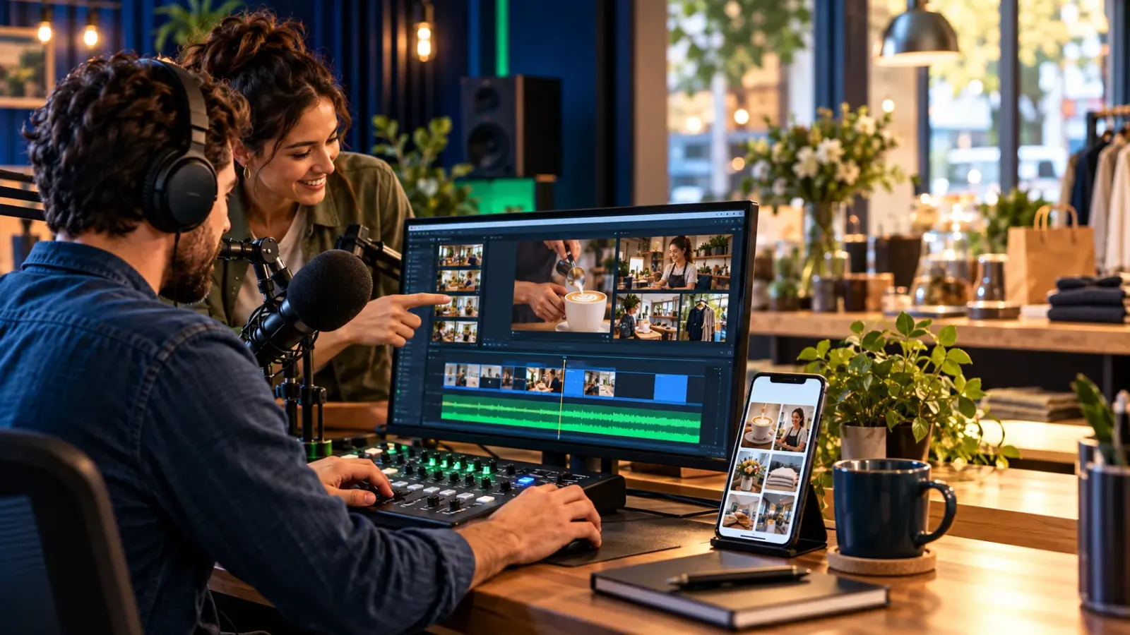 Radio ayudando a comercios locales a crear contenido profesional para Instagram y redes sociales.